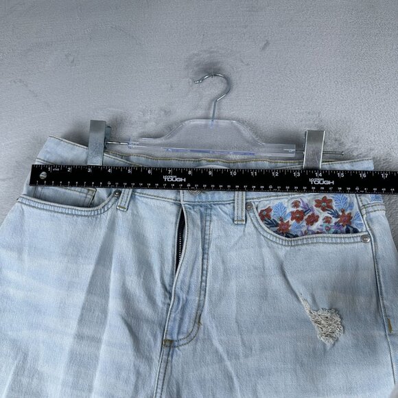 Lauren Conrad Straight Leg Jeans Womens Size 12 Crop Distressed Frayed Hem Blue - Picture 7 of 12